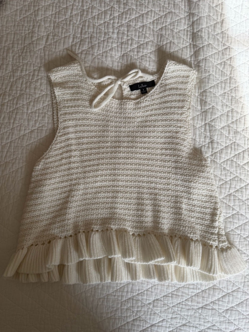 Lulu's Cream Knit Ruffle Crop Top